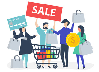 People shopping with a credit card