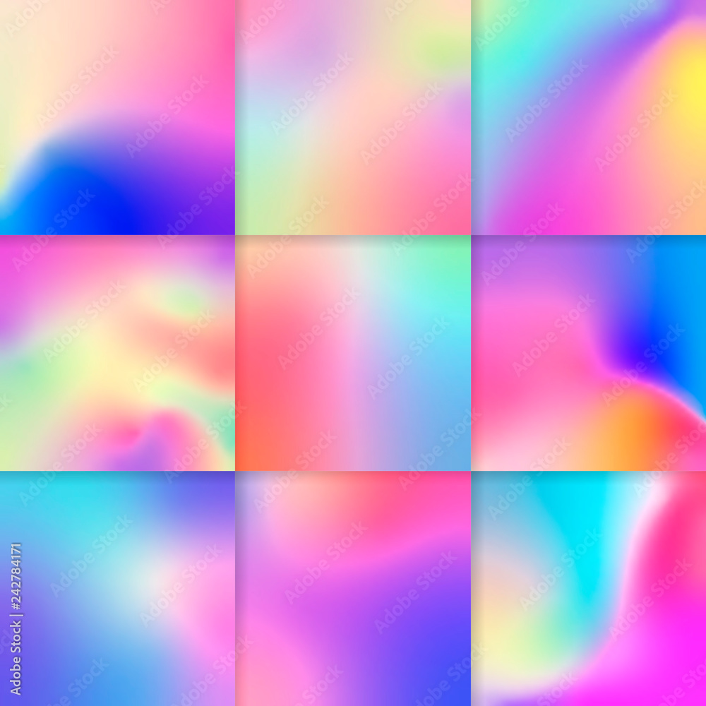 Canvas Prints colorful holographic gradient background design set