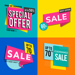 Shop sale promotion advertisements vector set