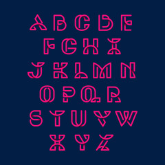 Pink retro alphabets vector set
