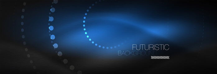 Glowing neon circle line dots, round line design, abstract style on black background. Neon abstract round circles Magic neon lights and glowing dots