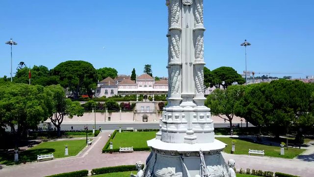 Statue of Afonso de Albuquerque in front of the Belem Palace, the official residence of the President of Portugal