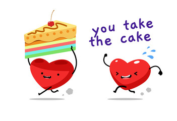 a red heart take the cake. Vector Illustration