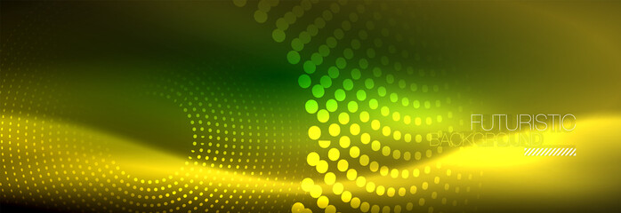 Yellow neon abstract background with dotted circles