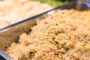 fried rice thai style on big tray, close up