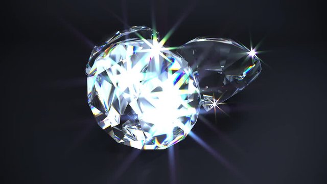 Three shining diamonds, 3D rotation animation