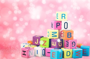 Colorful cubes on background. Educational concept.