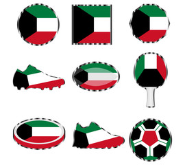 Fototapeta Kuwait flag, badges from the national colors of the country obraz