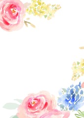 Cute Watercolor Floral Frame Background Wallpaper. Flower Invitation Template