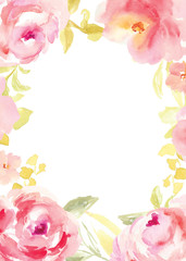 Cute Watercolor Floral Frame Background Wallpaper. Flower Invitation Template
