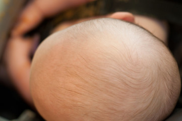Baby head with thin hair