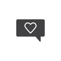 Romantic chat message vector icon. filled flat sign for mobile concept and web design. Speech bubble with heart simple solid icon. Love and valentine day symbol logo illustration. Pixel perfect vector