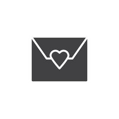 Love mail vector icon. filled flat sign for mobile concept and web design. Envelope with heart simple solid icon. Symbol, logo illustration. Pixel perfect vector graphics