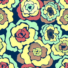 Seamless floral flowers colorful modern brush pattern