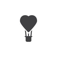 Heart hot air balloon vector icon. filled flat sign for mobile concept and web design. Hot air balloon simple solid icon. Love symbol, logo illustration. Pixel perfect vector graphics