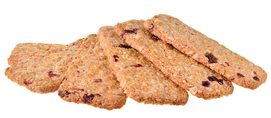 Chip cookies with raisins and candied fruit isolated