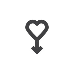 Male gender vector icon. filled flat sign for mobile concept and web design. Man sex heart simple solid icon. Symbol, logo illustration. Pixel perfect vector graphics