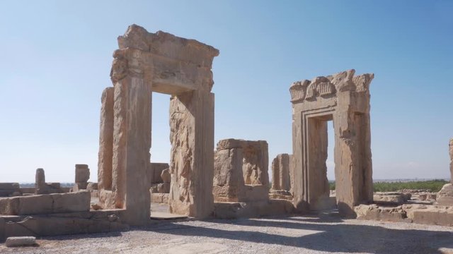 Scenic ruins of the Hadish Palace in Persepolis, Iran