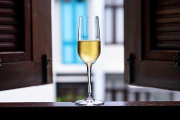 champagne glass with blurred background