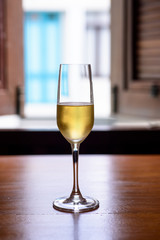 champagne glass with blurred background