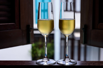 champagne glass with blurred background