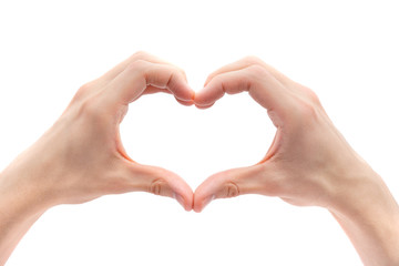 Obraz premium Male hands making a heart shape. Love and relationships concept.