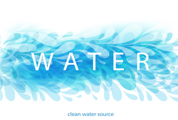 Abstract Blue Background with Drops and Water