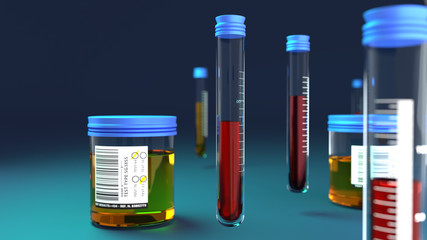 Blood and Urine Test Lab, Tubes (3D Rendering)