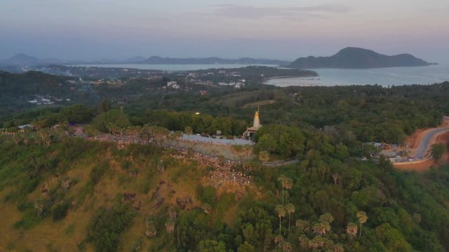 aerial photography at Laem Promthep Cape viewpoint. .Promthep cape viewpoint is the most popular sunset viewpoint in Phuket island.