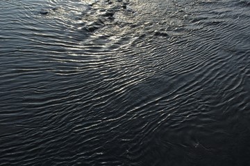 Sunlight creates a shiny ripple reflection on water