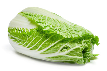 Fototapeta na wymiar Chinese cabbage on an isolated white background. Close-up.