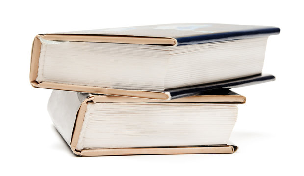 Pocket books on white isolated background.