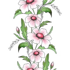 Floral seamless pattern. Background with white flowers