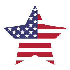 The American flag print as star shaped symbol.