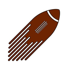 Flat vector illustration of flying american football ball with motion effect.