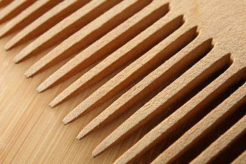 Wooden hair comb, closeup