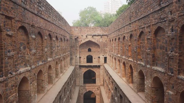 Agrasen ki Baoli reservoir, Delhi, India. The ancient step well