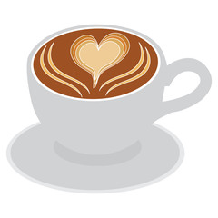Vector illustration of latte with heart latte art