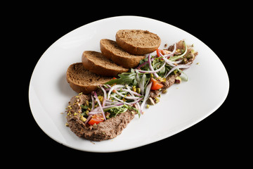 liver pate and black bread toast