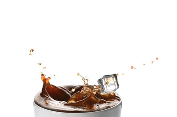 Splash of coffee on white background