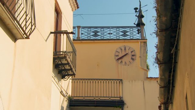 Close-Up: Clock on the Side of Building