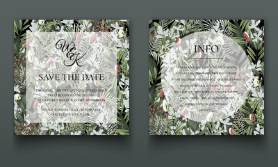 Floral frame for invitation cards and graphics.	
