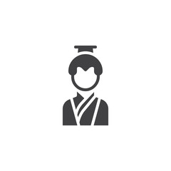 Asian man in traditional clothes vector icon. filled flat sign for mobile concept and web design. Chinese man simple solid icon. Symbol, logo illustration. Pixel perfect vector graphics