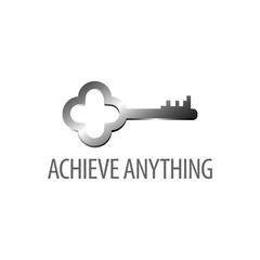 Achieve Anything. Shiny retro key icon logo concept design template