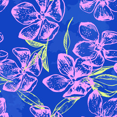 Seamless vector background with tropical flowers