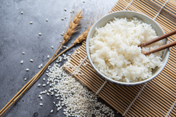 A bowl of rice on the table