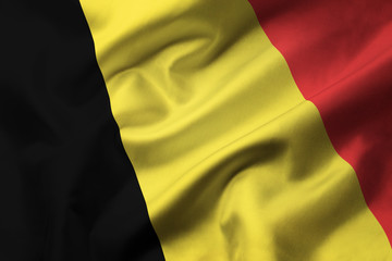 Satin texture of curved flag of Belgium