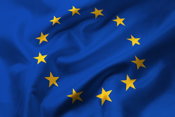 Satin texture of curved flag of European Union