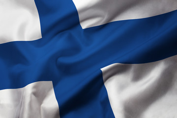 Satin texture of curved flag of Finland