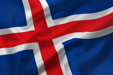 Fototapeta premium Satin texture of curved flag of Iceland